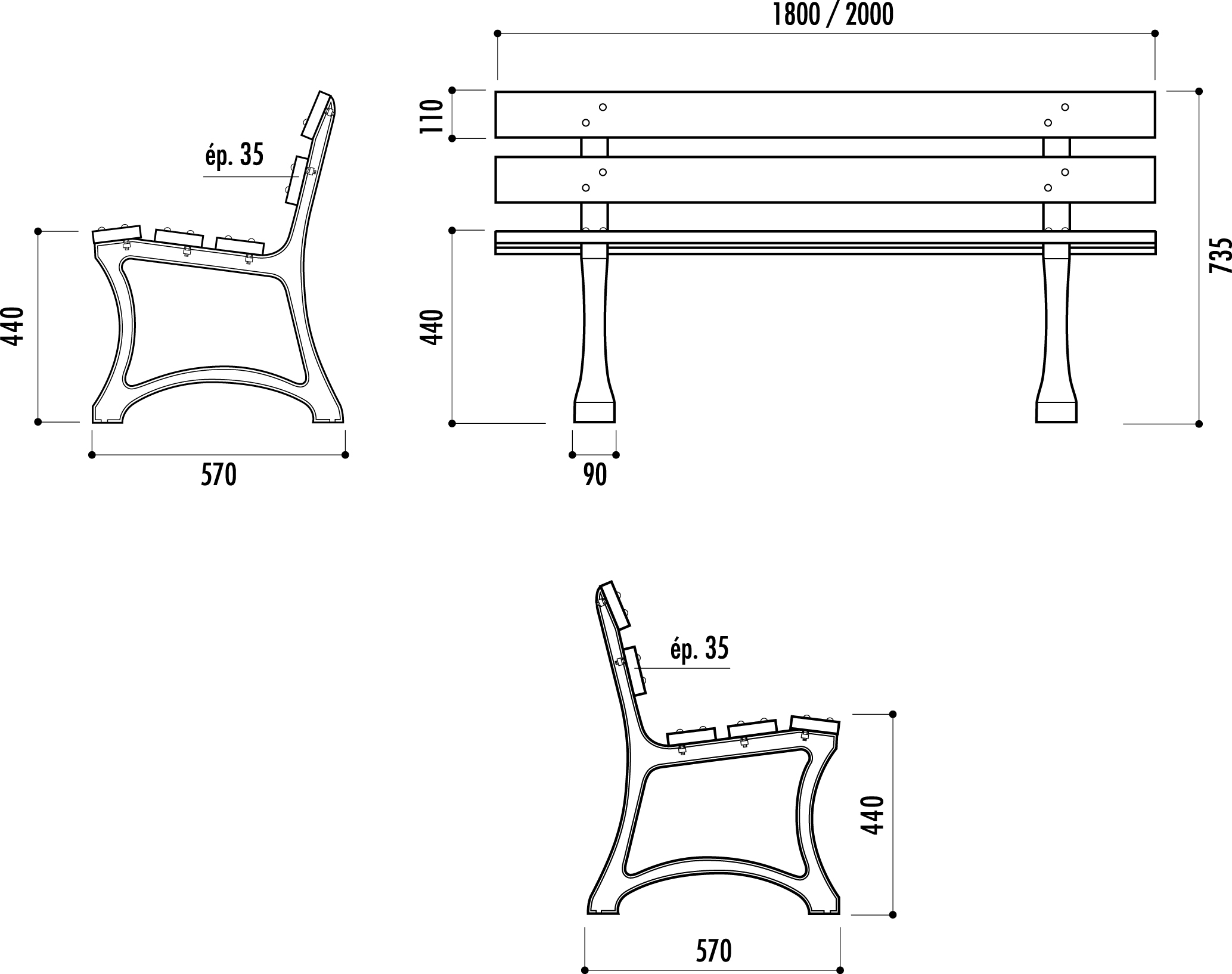 BANC PUBLIC EN BOIS ET PIEDS EN FONTE MADRID_1