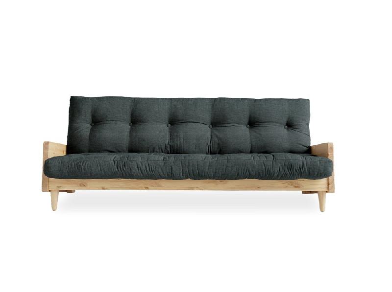 Canapé 3 places convertible Indie - Style scandinave - Futon gris ardoise - Couchage 130x190 cm - Karup_1