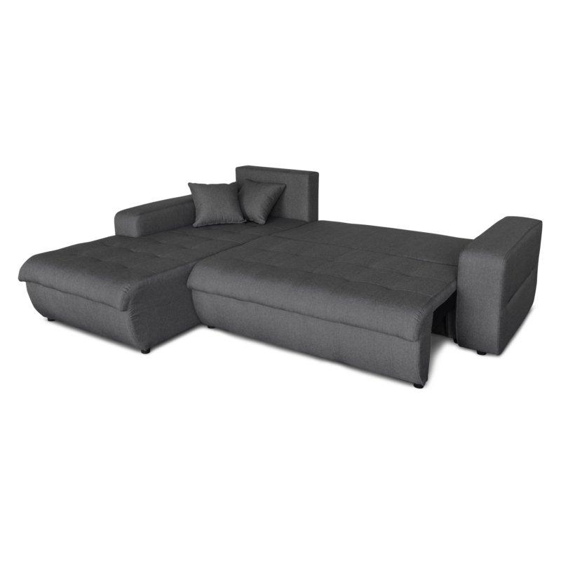 Canapé d'angle gauche convertible ZELI gris foncé - design scandinave avec coffre de rangement et coussins d'appoint_1