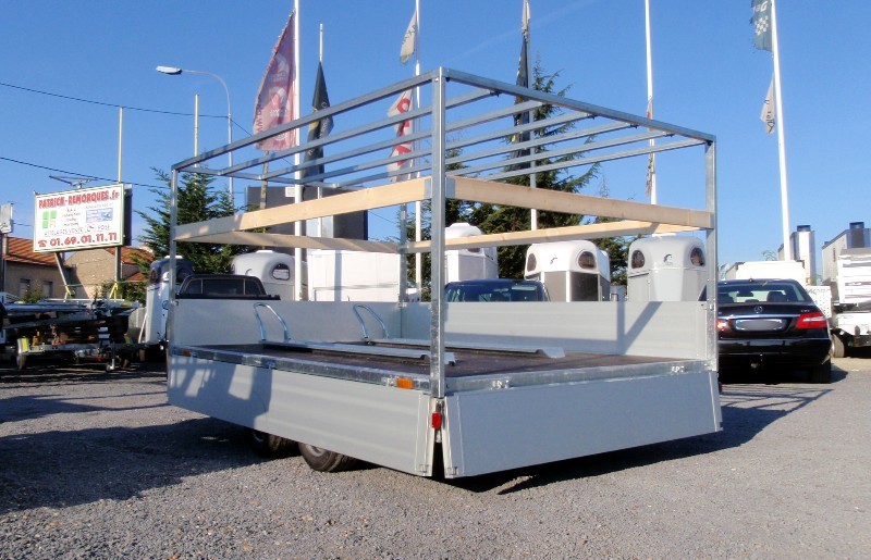 Remorque plateau Humbaur HT 353121 - 2 essieux, roues dessous, ridelles alu, PTAC 3500 kg_1