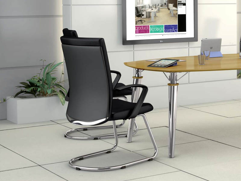 Siège de réunion Kana - assise et dossier en mousse haute densité - plusieurs coloris - structure en acier chromé_1