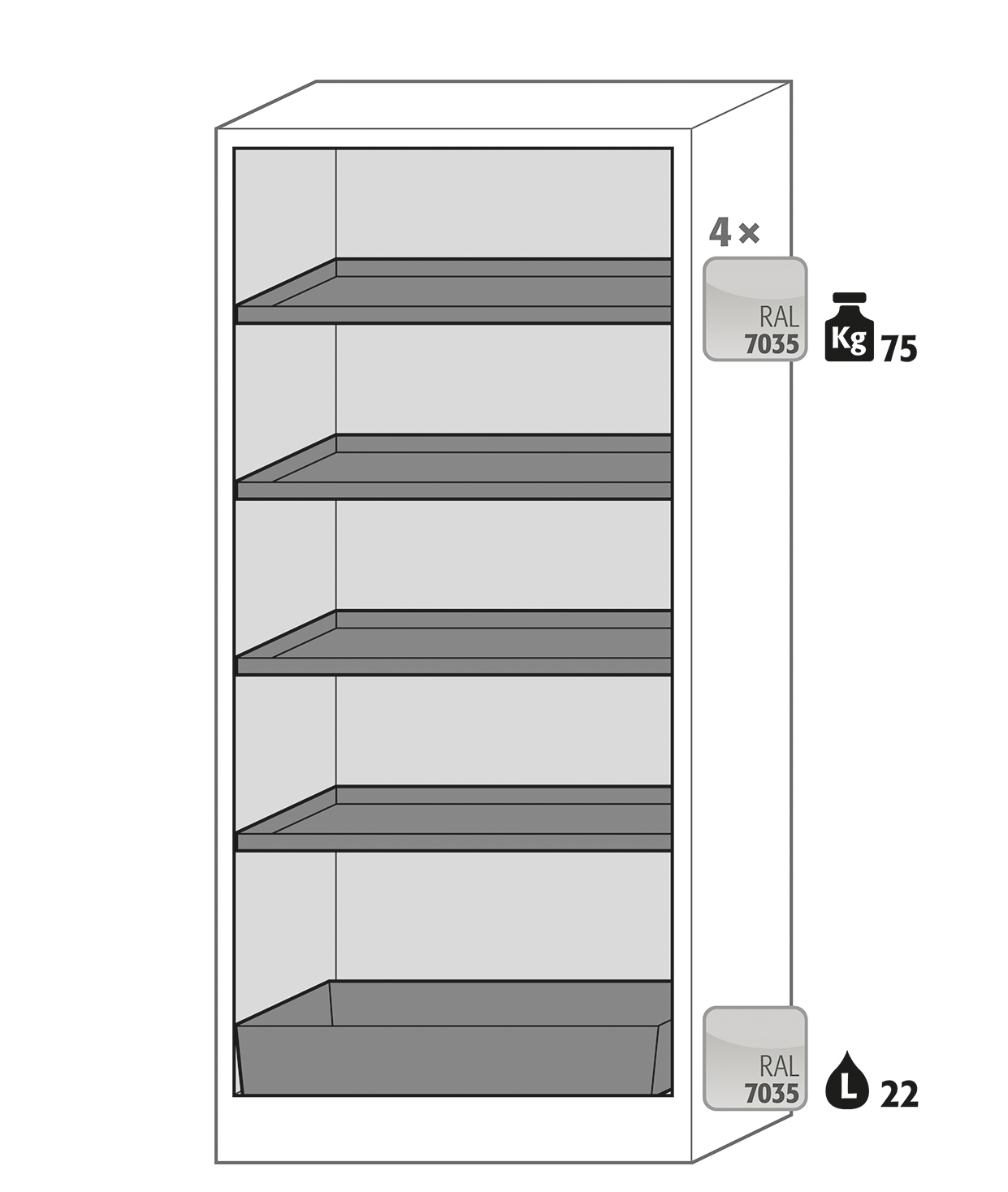 Armoire de sécurité Q-CLASSIC-90 modèle Q90.195.090.FU.WDAS - Réf 37585-040-34631 - Type 90 - Certifié NF EN 14470-1 et UL/ULC 1275_1