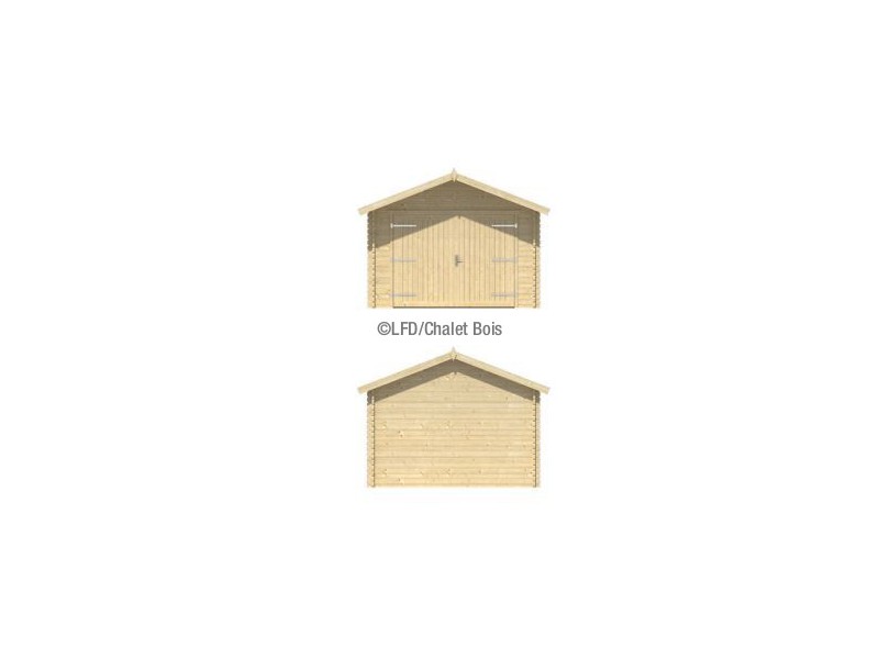 Garage simple bois / 18 m² / toit double pente / porte battante / 3.6 x 5.37 x 2.85 m_1