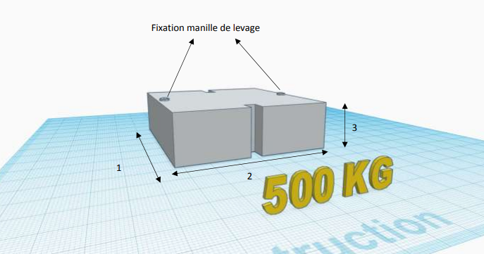 Masse 500 kg pour essai de palans et ponts roulants - 800 x 800 x 360mm - REF2220500_1