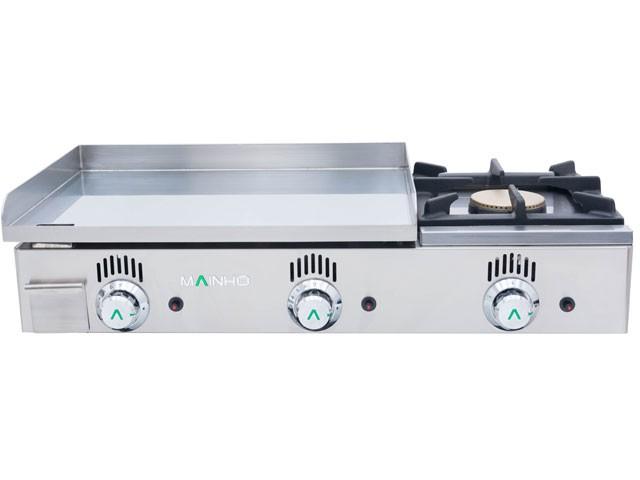 Plancha à gaz NOVO-SNACK lisse en ACIER rectifié et réchaud - L600 | Mainho - NSF60N_1