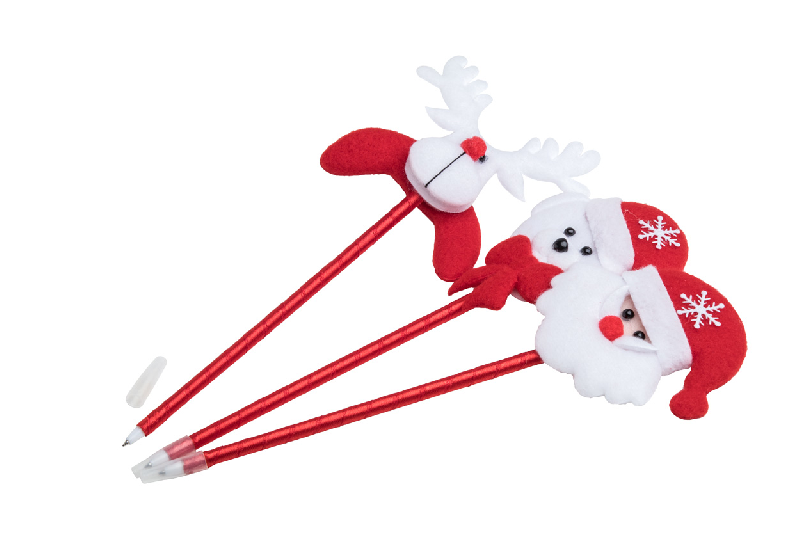 Stylo à bille renne - figurine de Noël en polyester - encre bleue - couleur rouge_1