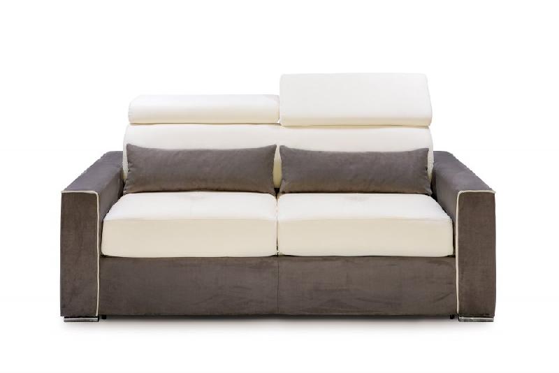 Canapé convertible Canberra - ouverture express 140x197 cm - matelas 16 cm bicolore microfibre ivoire et gris anthracite_1