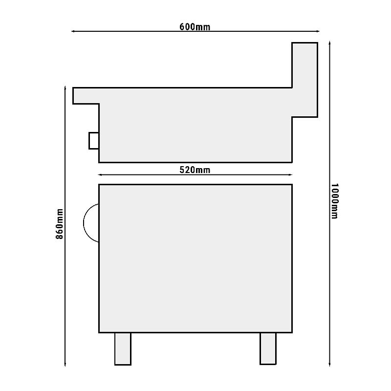 Cuisinière à gaz - 7 kW - 2 brûleurs - incl. Soubassement avec 1 porte  - Mario 600 | GGM -GHK46-E-UBK46-E_1