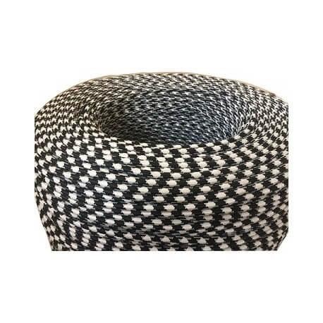 Fil électrique tissé fresque triangulaire blanc/noir - Vintage look rétro avec gainage en tissu_1