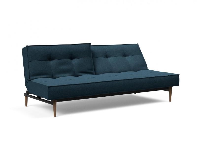 Canapé-lit INNOVATION LIVING SPLITBACK STYLETTO - Convertible 115x210 cm - Pieds noyer - Tissu Argus Navy Blue_1