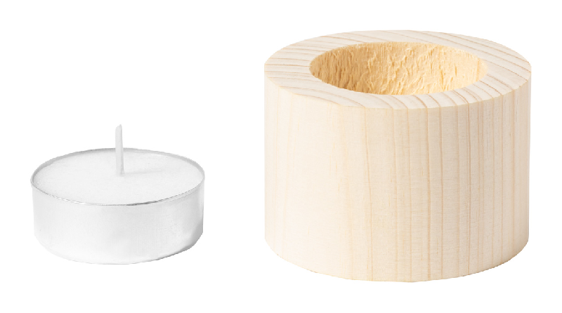 Bougie chauffe-plat senteur vanille - Support en bois - 45g - Couleur naturelle_1