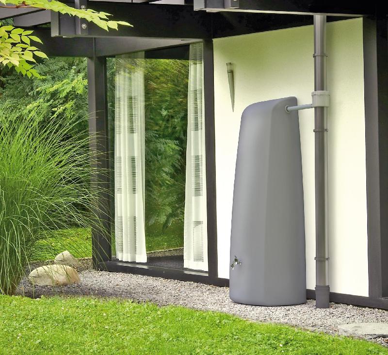 Cuve murale élégance - gris - 400 L - récupérateur d'eau de pluie_1
