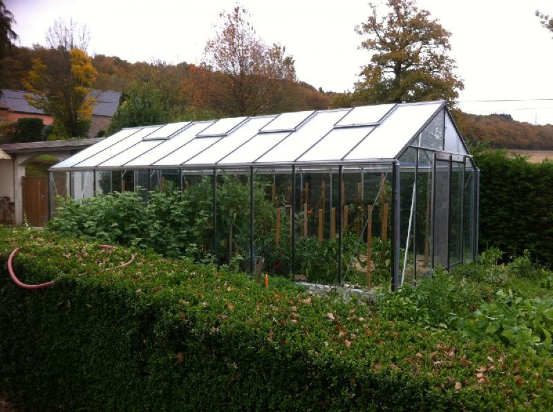 R4 serres à parois droites - Toiture et parois en verre sécurit 4 mm - Structure aluminium avec embase autoportante_1