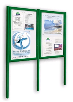Vitrine classique extérieure Plexichocs sur pieds - cadre aluminium, porte réversible et vitrage 4mm_1