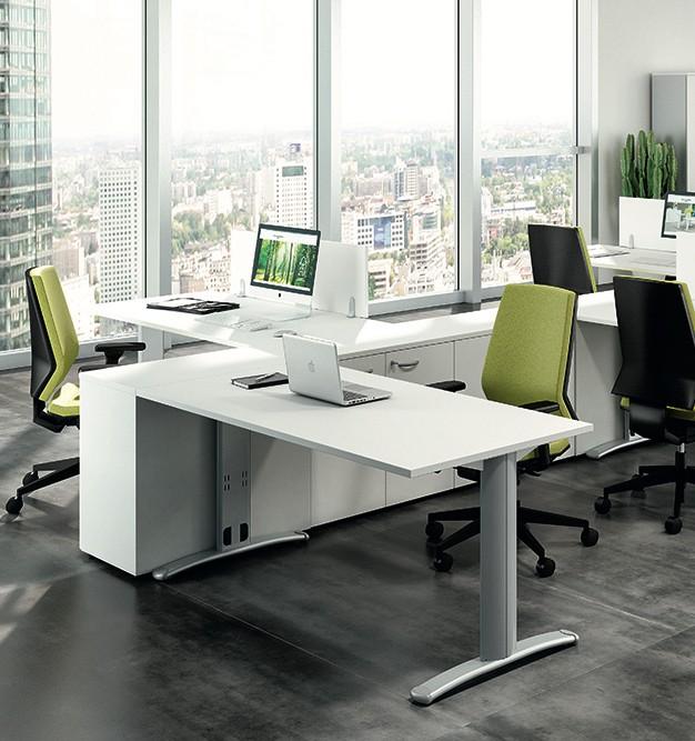 Bureau rectangulaire pieds I Practika P5 - Quadrifoglio - 120, Blanc, Fixe, Sans voile de fond_1