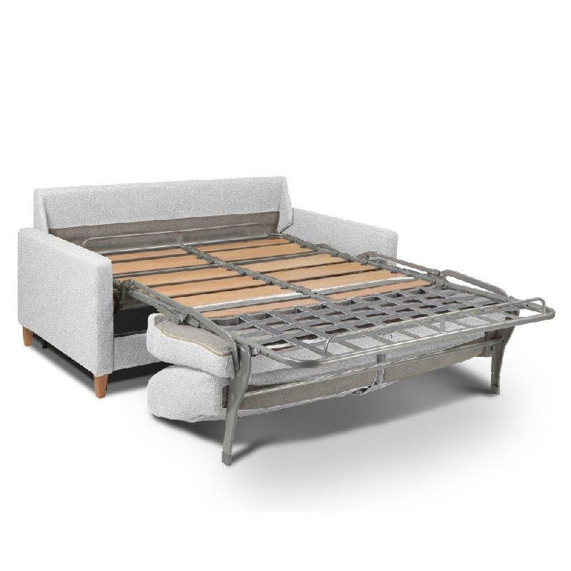 Canapé convertible OGGETTO - Matelas 16 cm - Système express - Sommier à lattes 140 cm - Polyuréthane blanc cassé - RENATONISI_1
