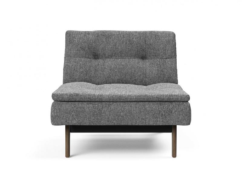 Fauteuil design Dublexo Eik convertible lit 90x115 cm - pieds chêne fumé - tissu Twist Charcoal_1