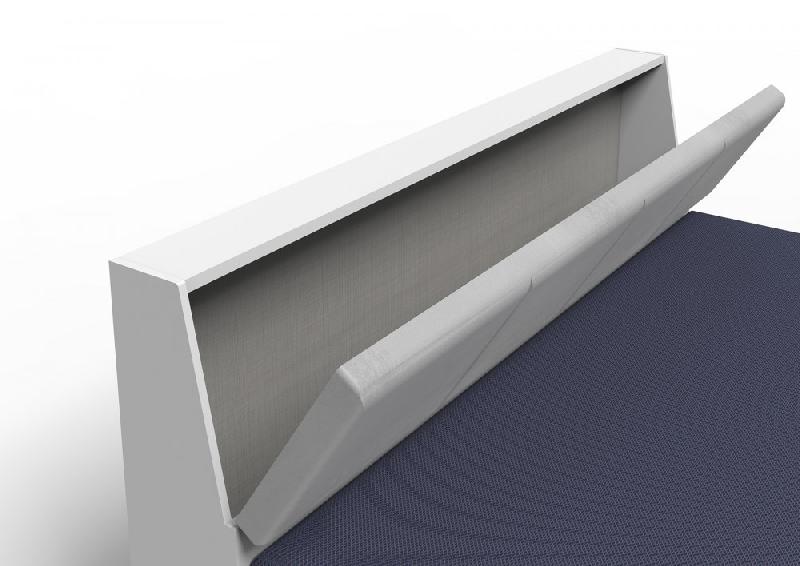 Lit avec chevets, étagère en verre éclairée, coffre de rangement et tête en cuir synthétique - Vironi 160x200 cm - Blanc et béton_1