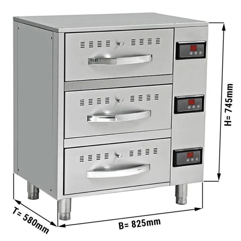 Meuble chauffant inox avec 3 tiroirs GN 1/1 - L 824 mm_1