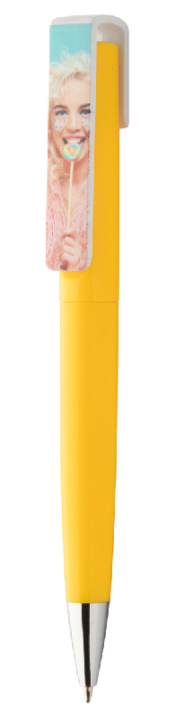 Stylo à bille twist en plastique - large clip pour impression - encre bleue_1