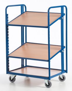 Chariot porte-bacs Kalidesk - 200 kg - Norme Europe - CC001-0463 - Plateaux bois inclinables_1