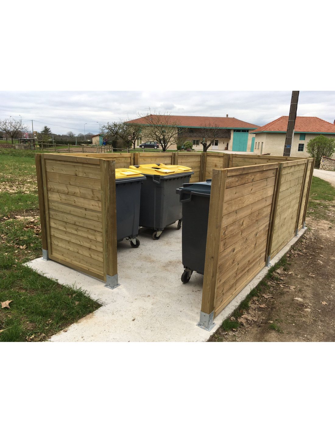 Cache-conteneurs en pin - Challenv - pour 2 bacs 4 roues ou 4 bacs 2 roues - Fabrication française_1