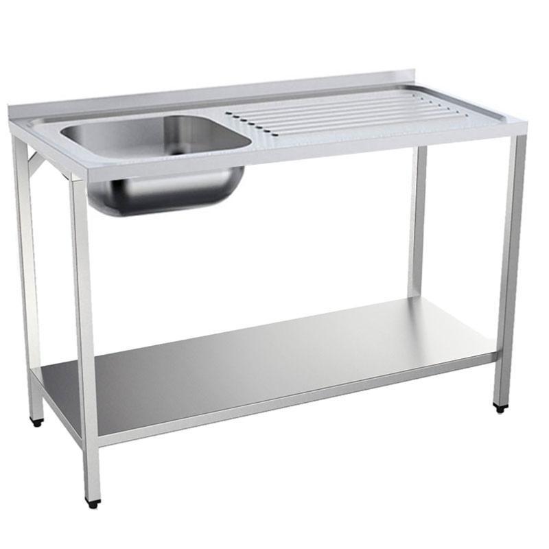 Plonge inox 1 bac sur support avec étagère - P 500 mm - à gauche_1