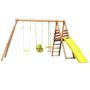 Structure de jeux combinée en bois - Balançoire, siège bébé, toboggan et vis-à-vis pour jeux en plein air - Gamm vert - Réf. 46745_1