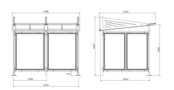 Abri vélo convivial et moderne avec porte-à-faux - Dimensions 2700x2097x2323 mm - Structure acier galvanisé_1