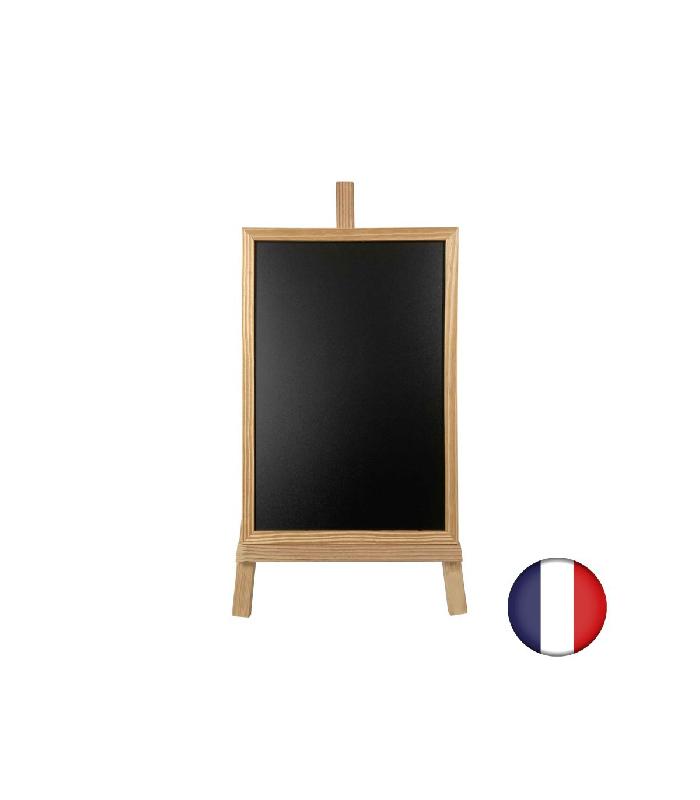 Chevalet trépied bois brut avec ardoise moulure carrée - 64 x 44 cm - Référence : LSTF7BRUT+224BRUT_1