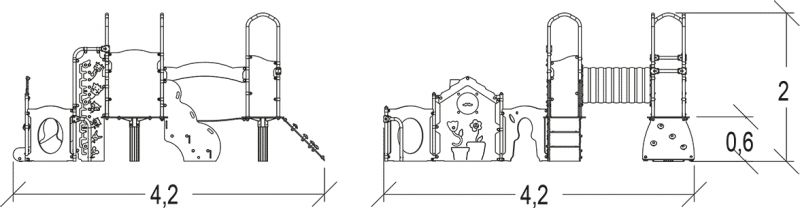 Diabolo Baby - structure pour aire de jeux Proludic - réf. J38704® - largeur 4,22 m, profondeur 4,21 m, hauteur 2,00 m_1