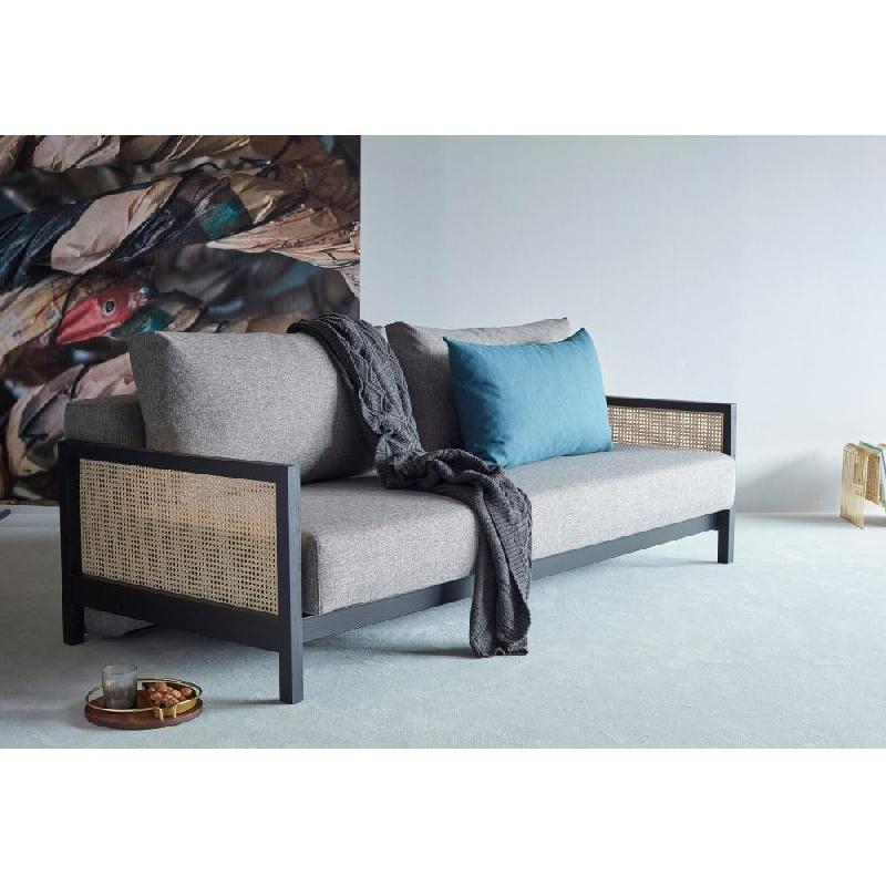 Innovation Living - Canapé design Art Déco Narvi convertible 200x140 cm - Tissu Mixed Dance Grey_1