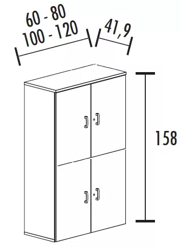 Armoire de rangement avec 4 portes - 2 étagères -  hauteur 158 cm (4 largeurs au choix) So Madrid_1