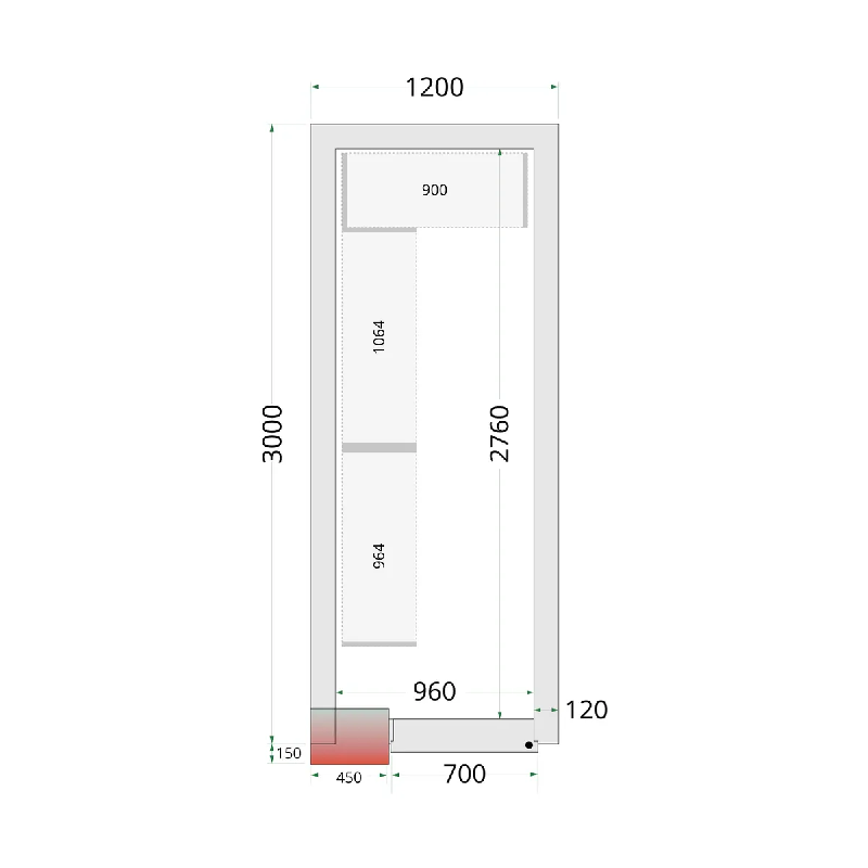 Chambre froide négative CRNF1230 Blanc 1200 x 3000 x 2200 mm TEFCOLD_1