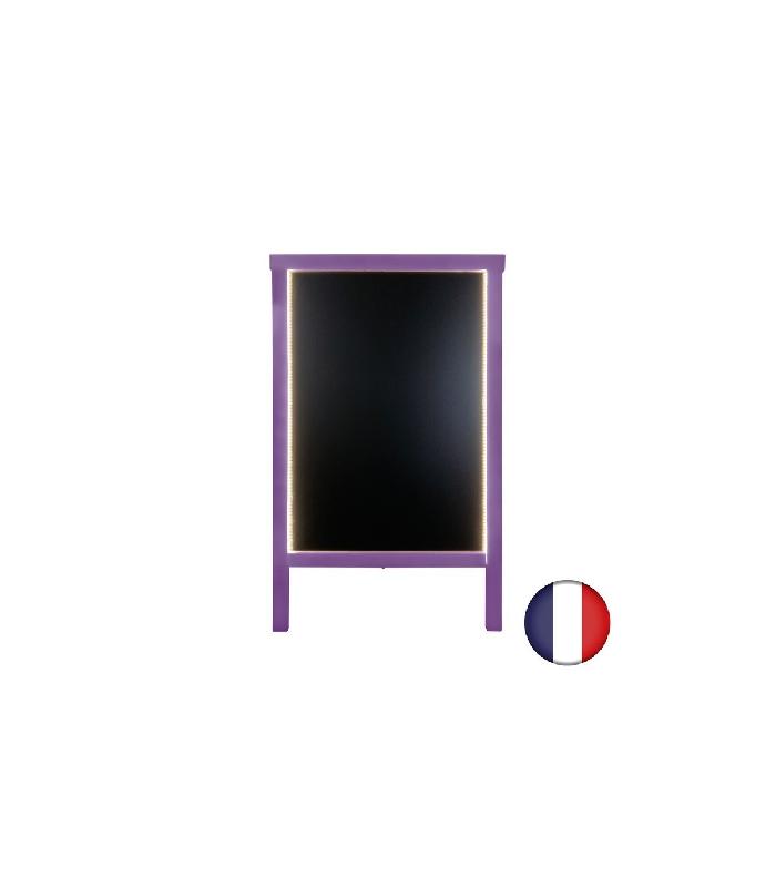 Chevalet stop trottoir en bois avec éclairage LED - 90 x 55 cm - Référence : LSTF49VI+LED_1