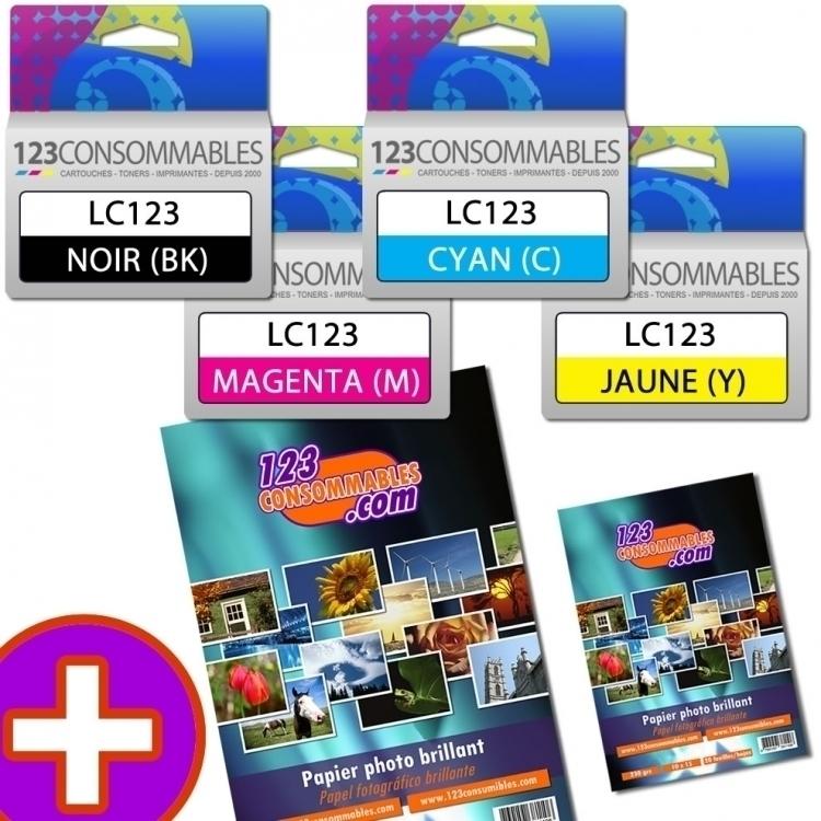 Pack essentiel LC123 - Cartouches d'encre compatibles Brother LC123/LC125/LC127 avec papier photo_1