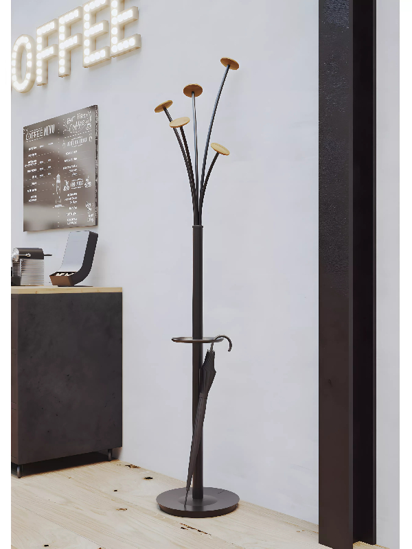 Porte manteau design noir & bois clair FESTY_1