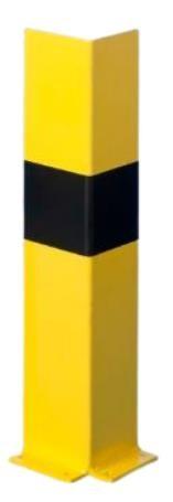 Protection angle FIXE - Tôle épaisseur 8 mm - Peinture poudre époxy jaune avec bandes de signalisation noires - 2 hauteurs : 80cm et 120cm_1
