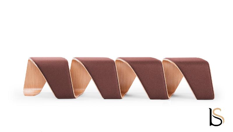 Banc d'accueil ADN tapissé - True Design - Beige, 4 places_1