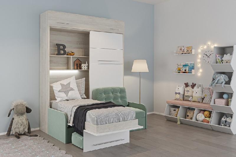 Duo Sofa - Armoire lit escamotable avec canapé Azur 2 x 90/200 - Structure pin et façade blanche_1