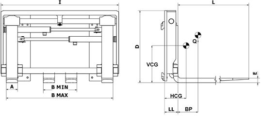 SF-R - Écarteurs et ajusteurs de fourche - Bolzoni Auramo - capacité 2000 à 3500 kg avec translation intégrée_1