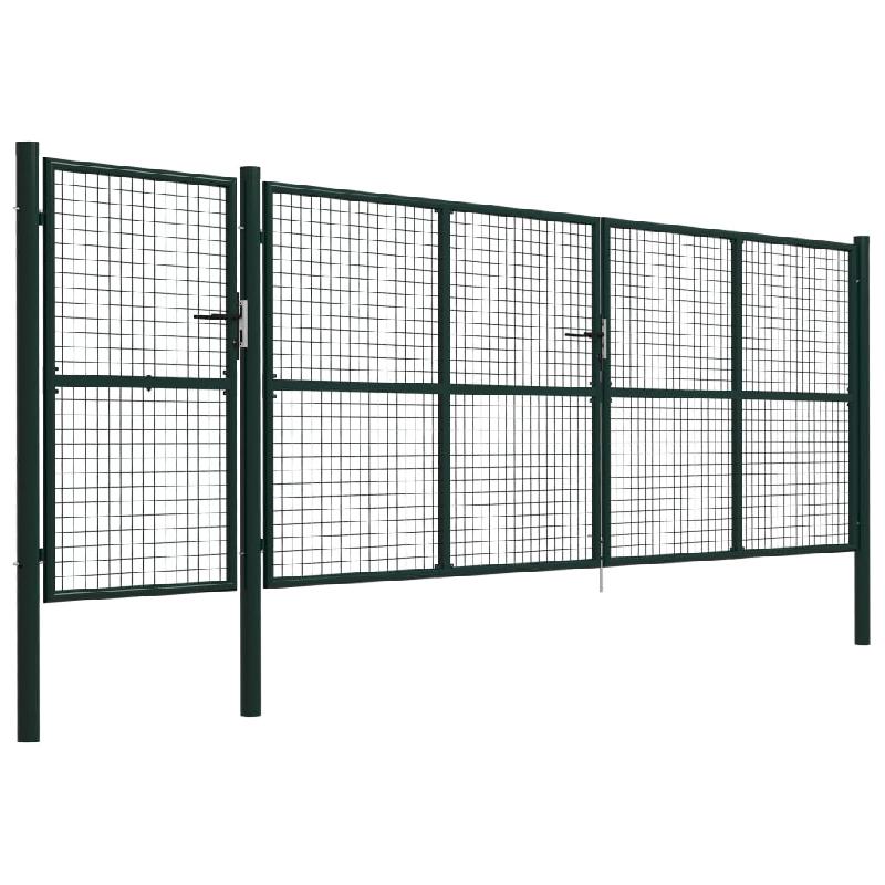 Vidaxl portail de jardin acier 500 x 150 cm vert 144319_1