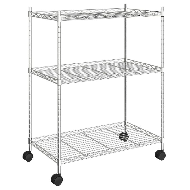 Vidaxl étagère de rangement 3 niveaux et roues 60x35x81cm chrome 150kg 324625_1