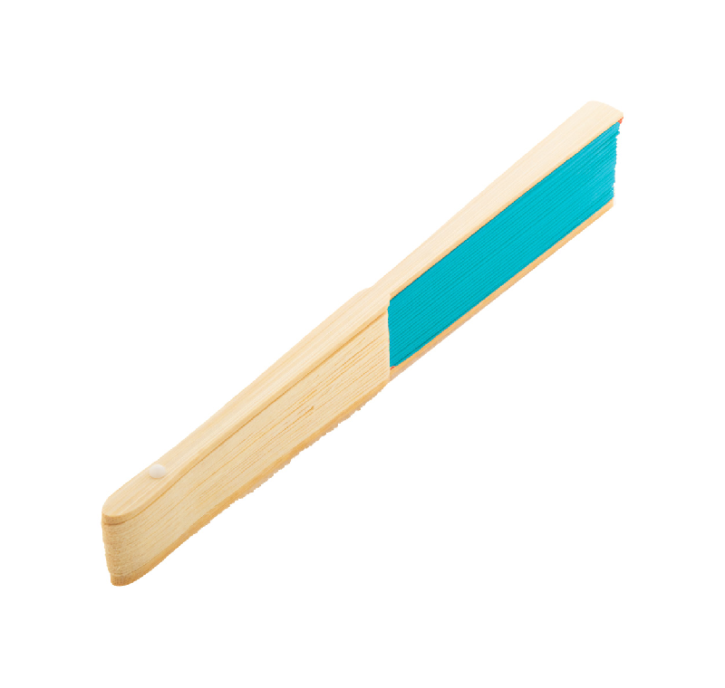 Éventail en papier - branches en bambou - couleur bleu clair - poids 17.3 g_1