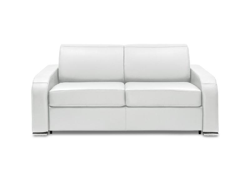 Canapé convertible express 160 cm Sofia Edition - cuir et PU blanc - matelas 16 cm Excellence Literie_1