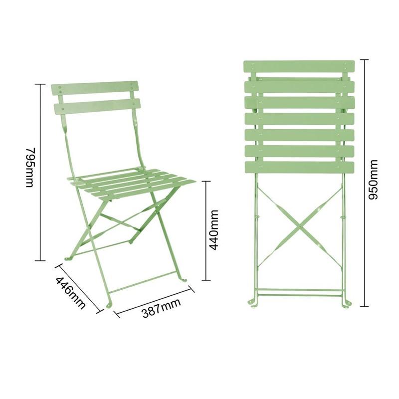 Chaises de terrasse pliantes en acier vert clair (Lot de 2) | Bolero - FT270_1