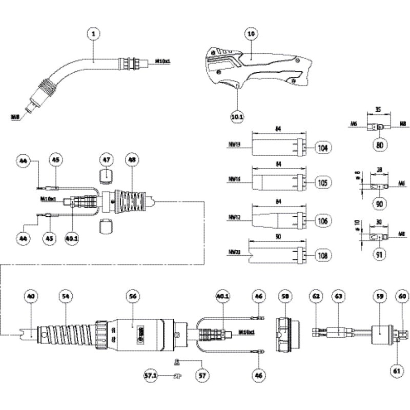 Torche MIG-MAG Rehm EVO MB 36 - refroidissement par gaz - 5m - Réf. 1050365_1