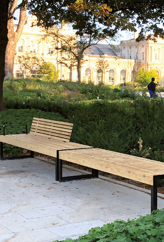 Banquette pour pique-nique PROMENADES LARGE - Husson International - structure acier et bois au choix - longueur 2m_1