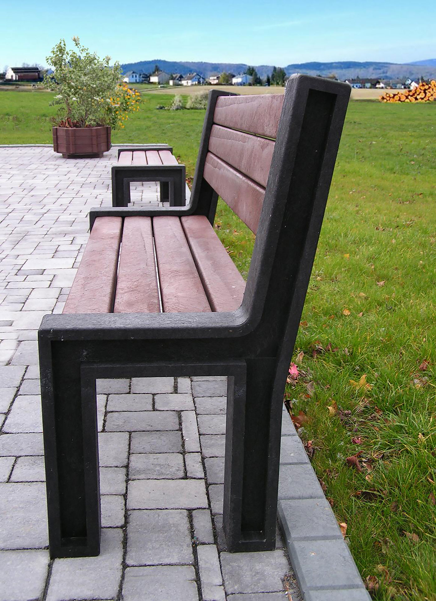 Banc public SIS UM337 - En plastique recyclé, résistant et écologique_1