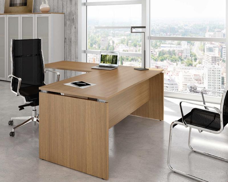 Bureau d'angle pieds bois Practika P4 - Quadrifoglio - 160, Blanc_1